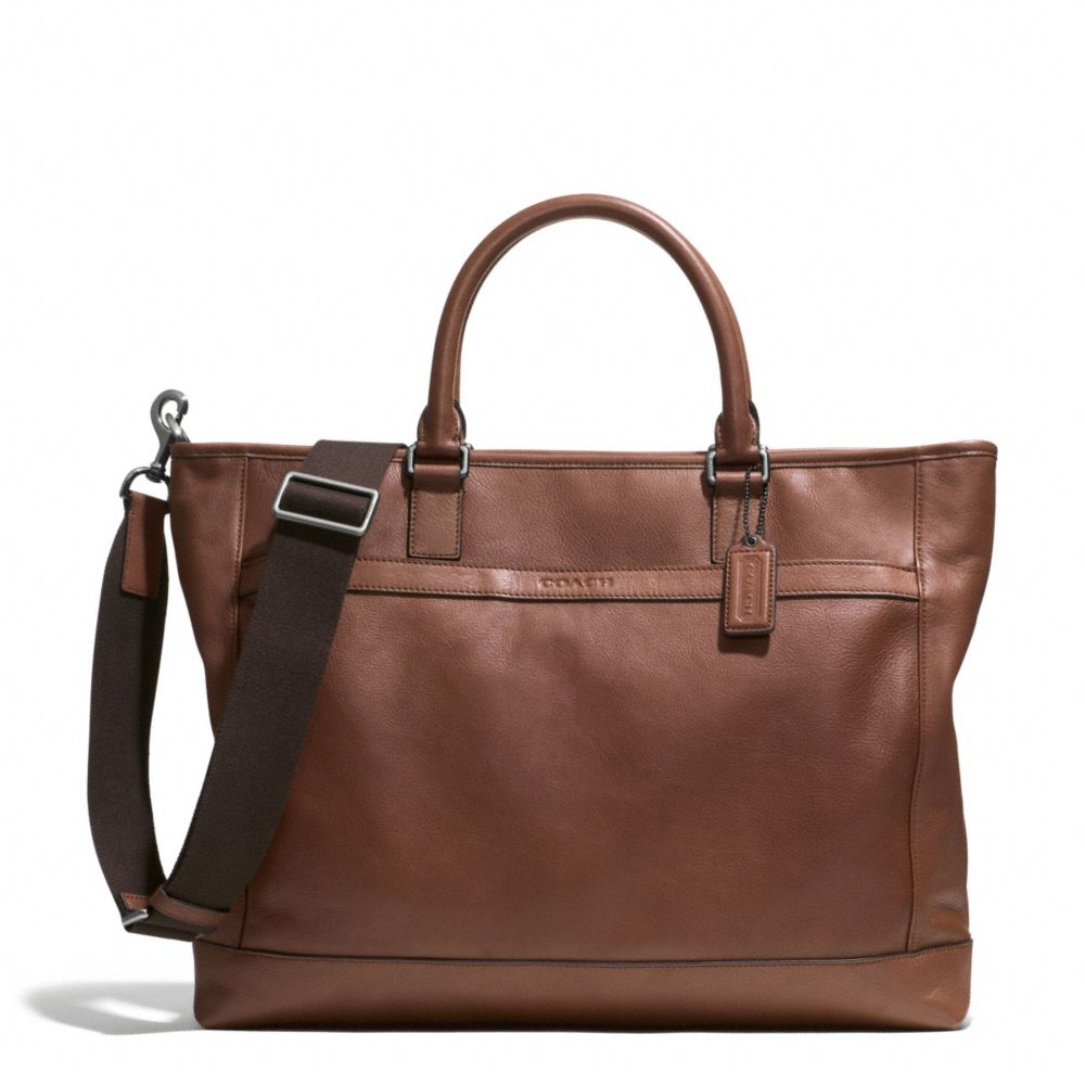 COACH F71416 Camden Leather Business Tote GUNMETAL/CLASSIC TOBACCO