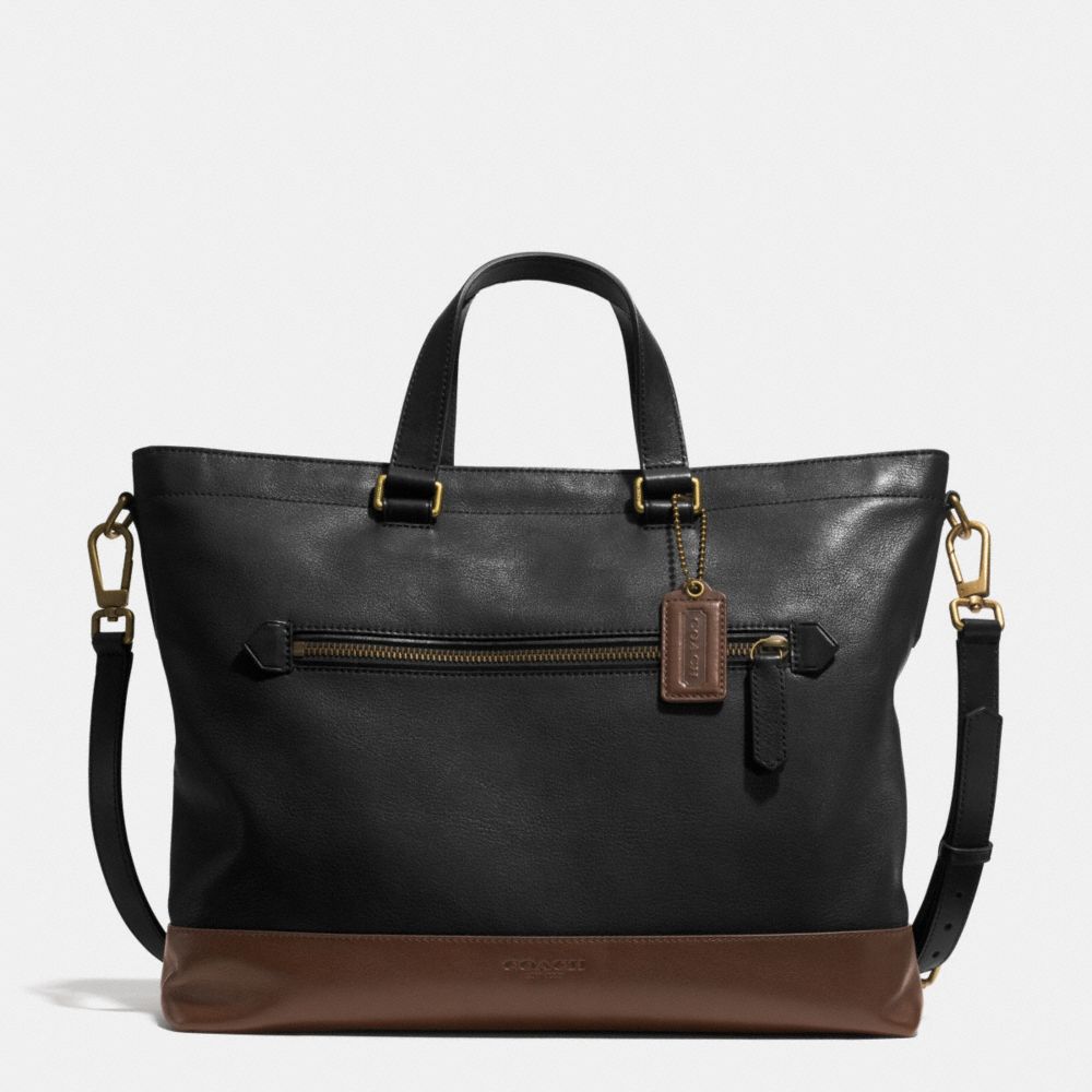 BLEECKER URBAN COMMUTER IN COLORBLOCK LEATHER - f71453 -  BRASS/BLACK/MAHOGANY