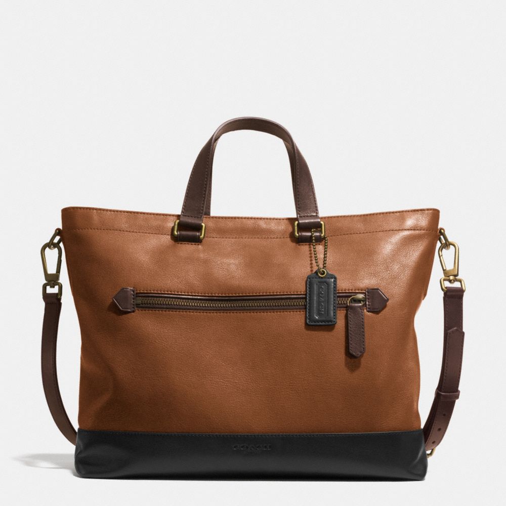 BLEECKER URBAN COMMUTER IN COLORBLOCK LEATHER - f71453 -  BRASS/FAWN/BLACK