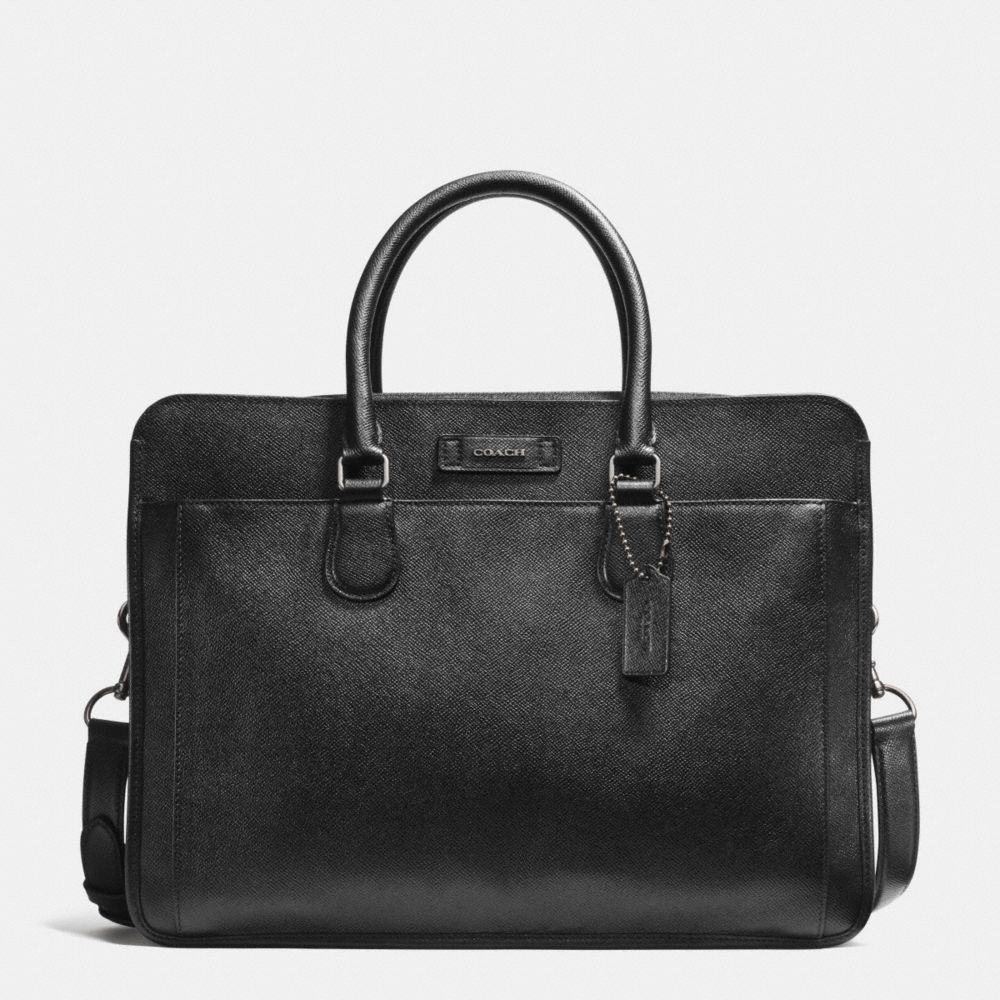 COMMUTER IN CROSSGRAIN LEATHER - f71469 - GUNMETAL/BLACK