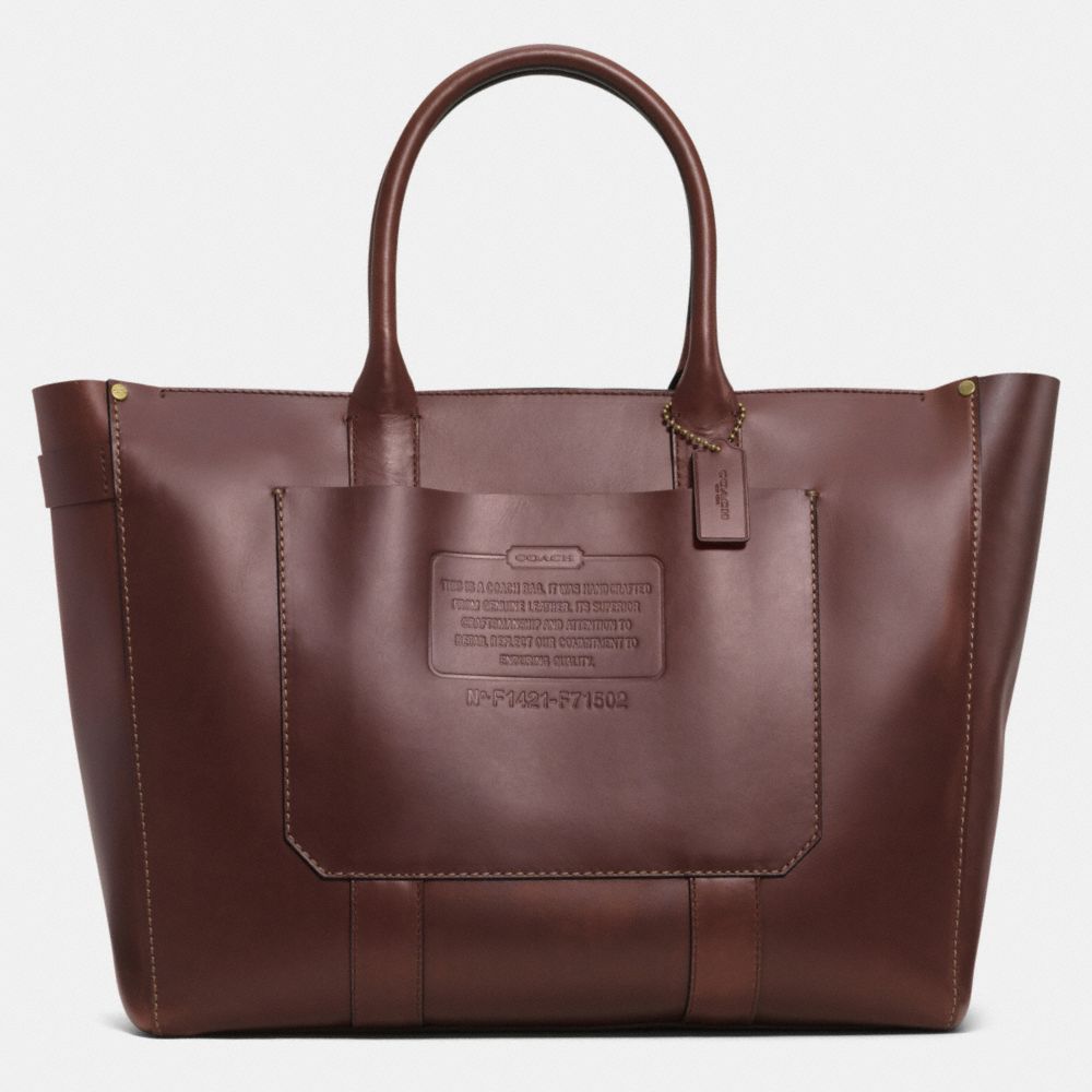 RUSTIC LEATHER ZIP TOP TOTE - BRASS/MAHOGANY - COACH F71502