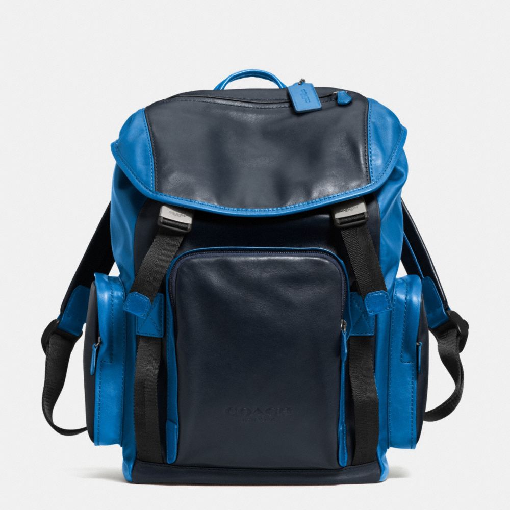 COACH F71508 Sport Backpack In Leather  GUNMETAL/COBALT/NAVY