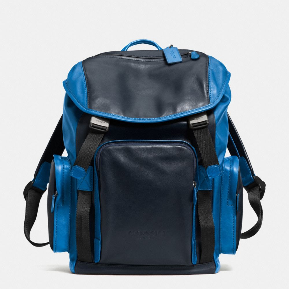 COACH F71508 SPORT BACKPACK IN LEATHER -GUNMETAL/COBALT/NAVY