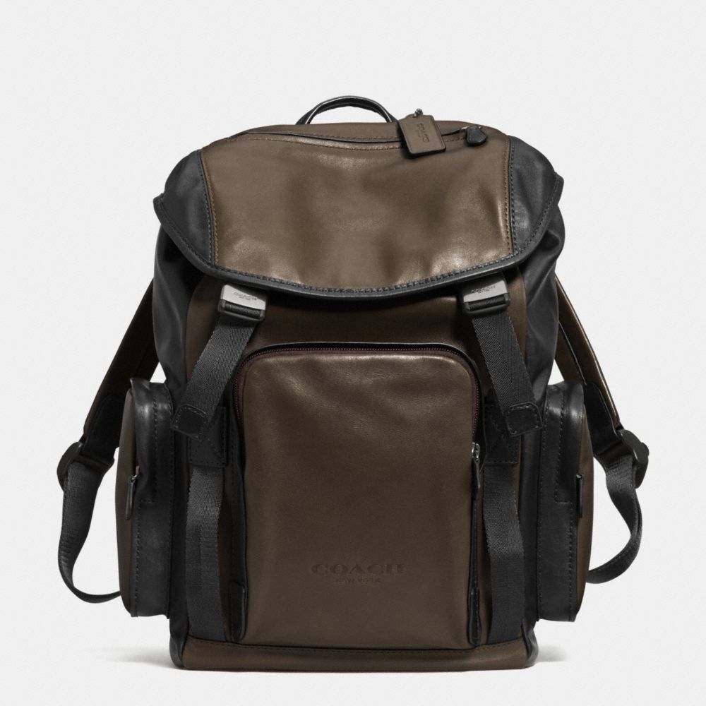 COACH F71508 Sport Backpack In Leather  GUNMETAL/OLIVE/BLACK