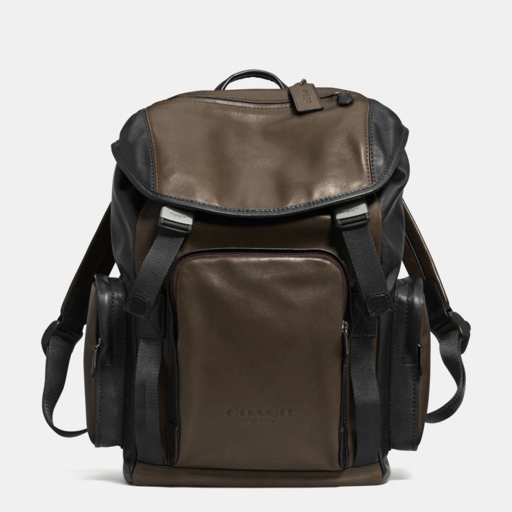 COACH F71508 - SPORT BACKPACK IN LEATHER - GUNMETAL/OLIVE/BLACK | COACH MEN