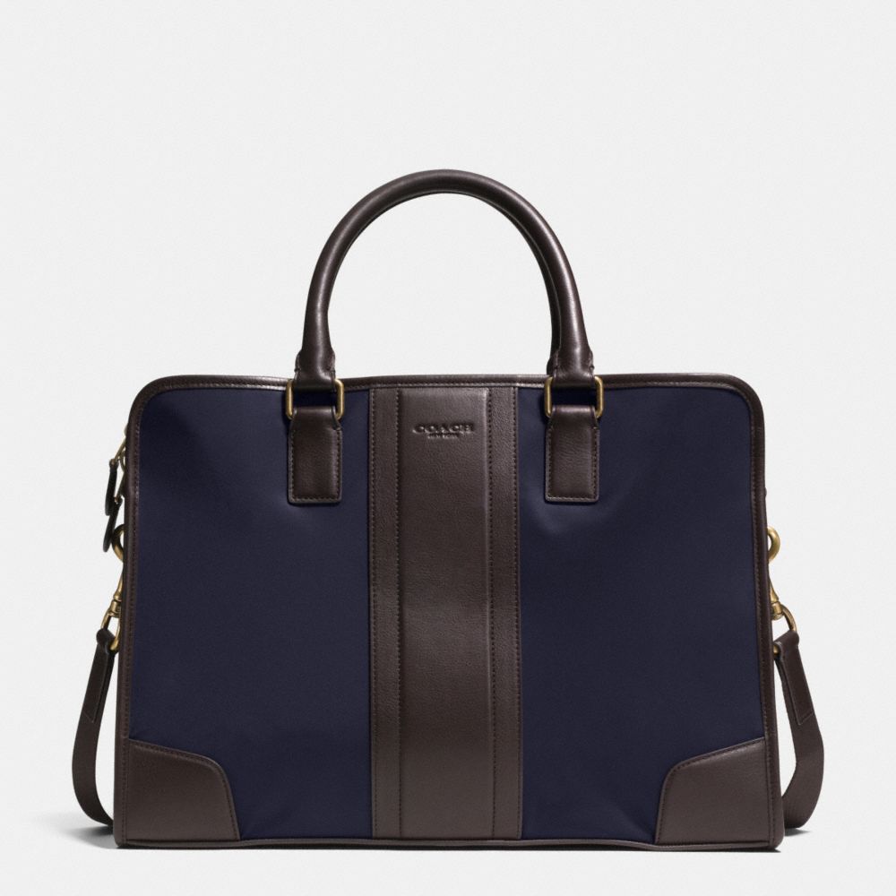 COACH F71545 Bombe Nylon Directors Briefcase NAVY/MAHOGANY