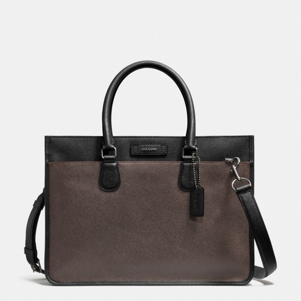 COACH f71557 EMBASSY BRIEF IN COLORBLOCK LEATHER GM/ASH/BLACK