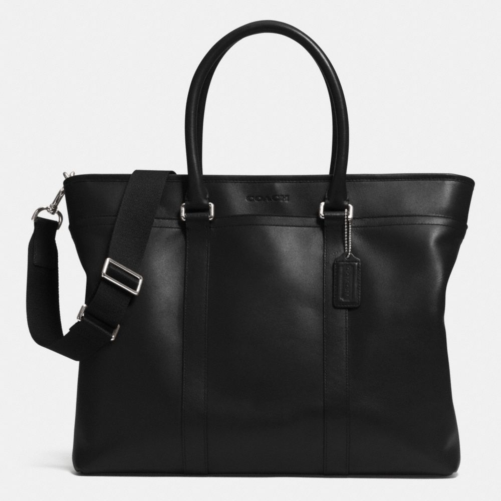 LEXINGTON LEATHER BUSINESS TOTE - f71562 - SILVER/BLACK