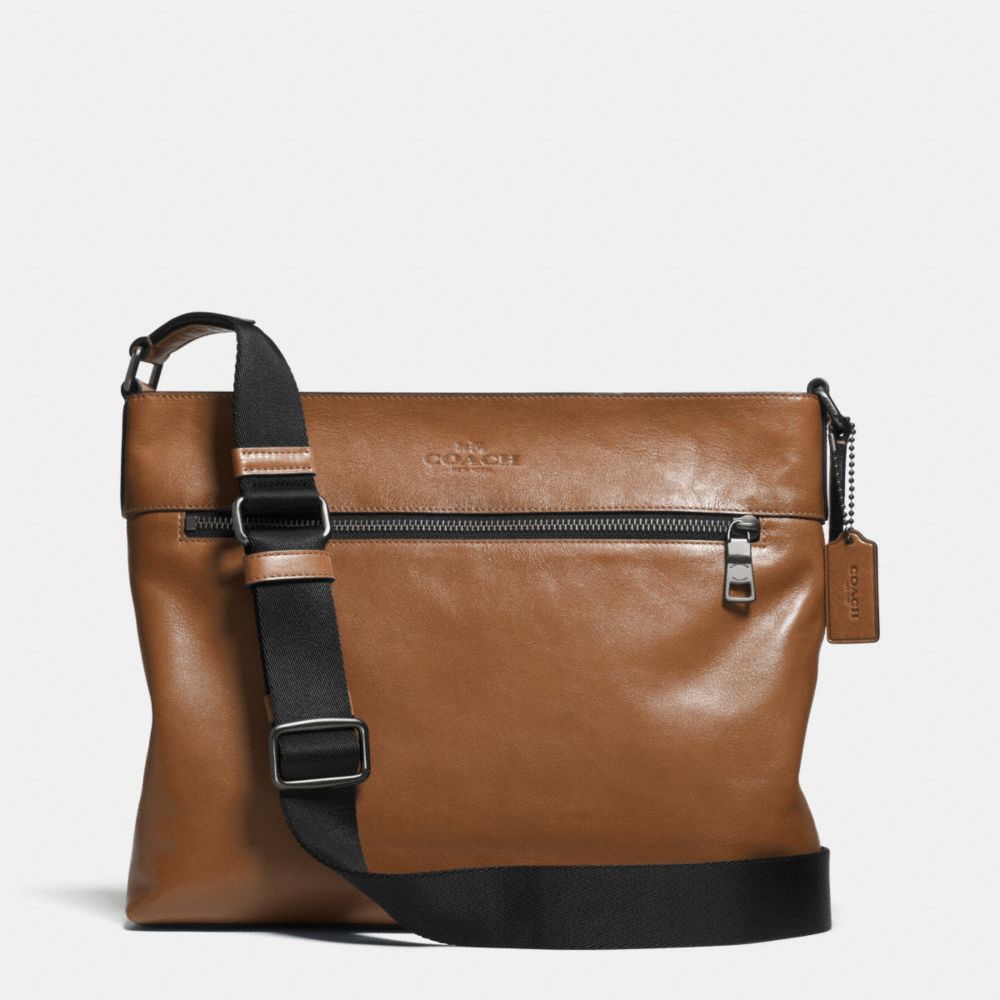 SAM CROSSBODY IN SPORT CALF LEATHER - f71623 - ANTIQUE NICKEL/SADDLE