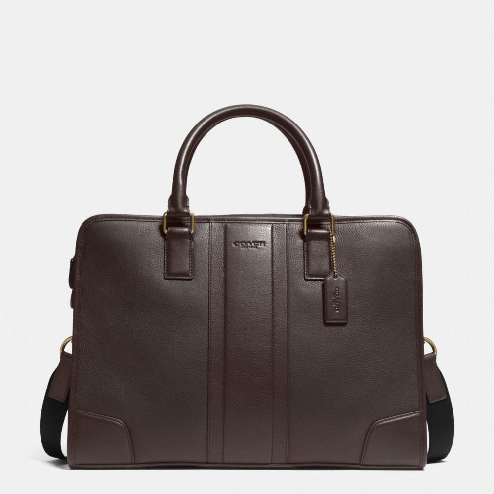 COACH DIRECTOR BRIEF IN BOMBE LEATHER - BRASS/MAHOGANY - f71639