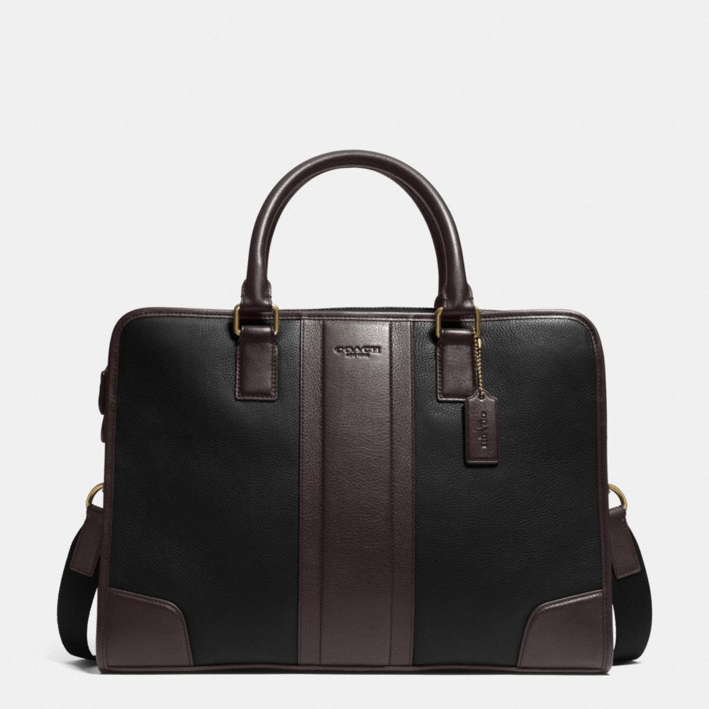 COACH F71639 Director Brief In Bombe Leather BLACK/MAHOGANY