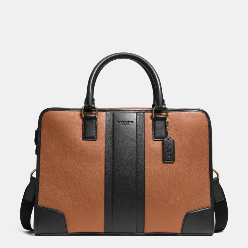COACH DIRECTOR BRIEF IN BOMBE LEATHER - SADDLE/BLACK - f71639