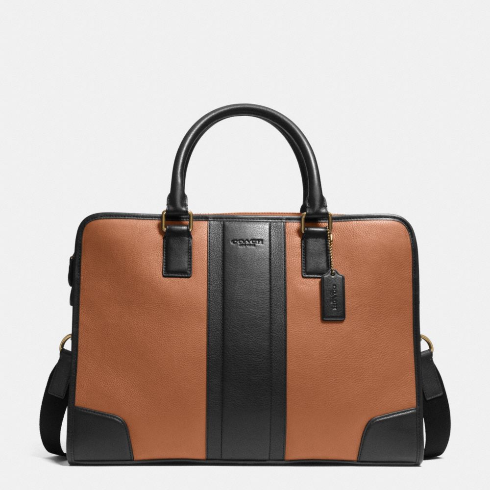 COACH DIRECTOR BRIEF IN BOMBE LEATHER - SADDLE/BLACK - F71639