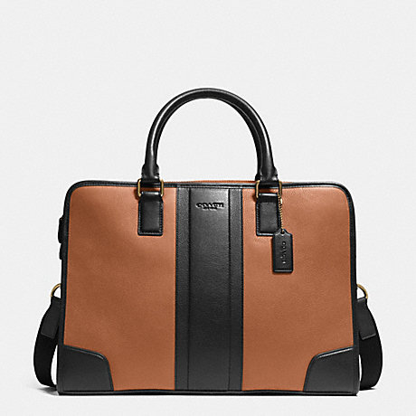 COACH DIRECTOR BRIEF IN BOMBE LEATHER - SADDLE/BLACK - f71639