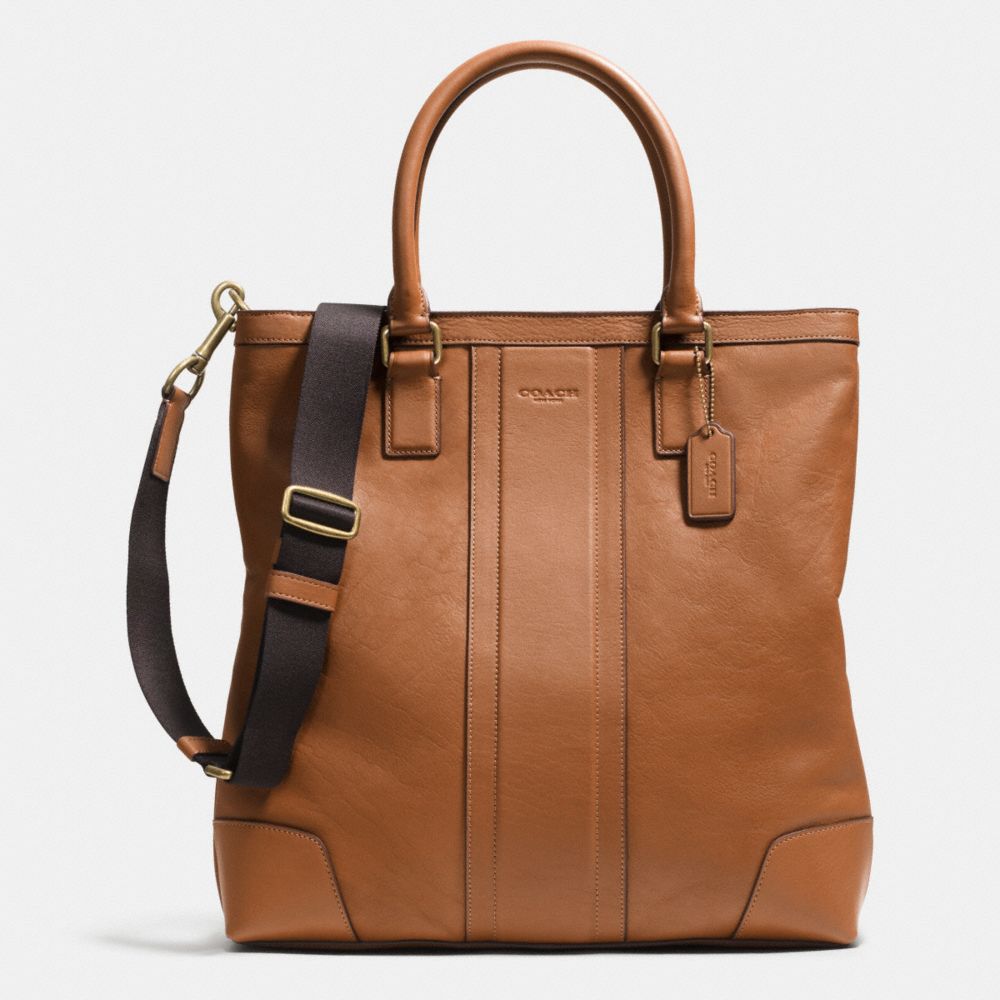 BUSINESS TOTE IN BOMBE LEATHER - BRASS/SADDLE - COACH F71640