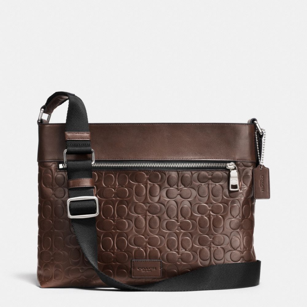 SAM CROSSBODY IN SIGNATURE SPORT CALF LEATHER - f71651 - SILVER/MAHOGANY