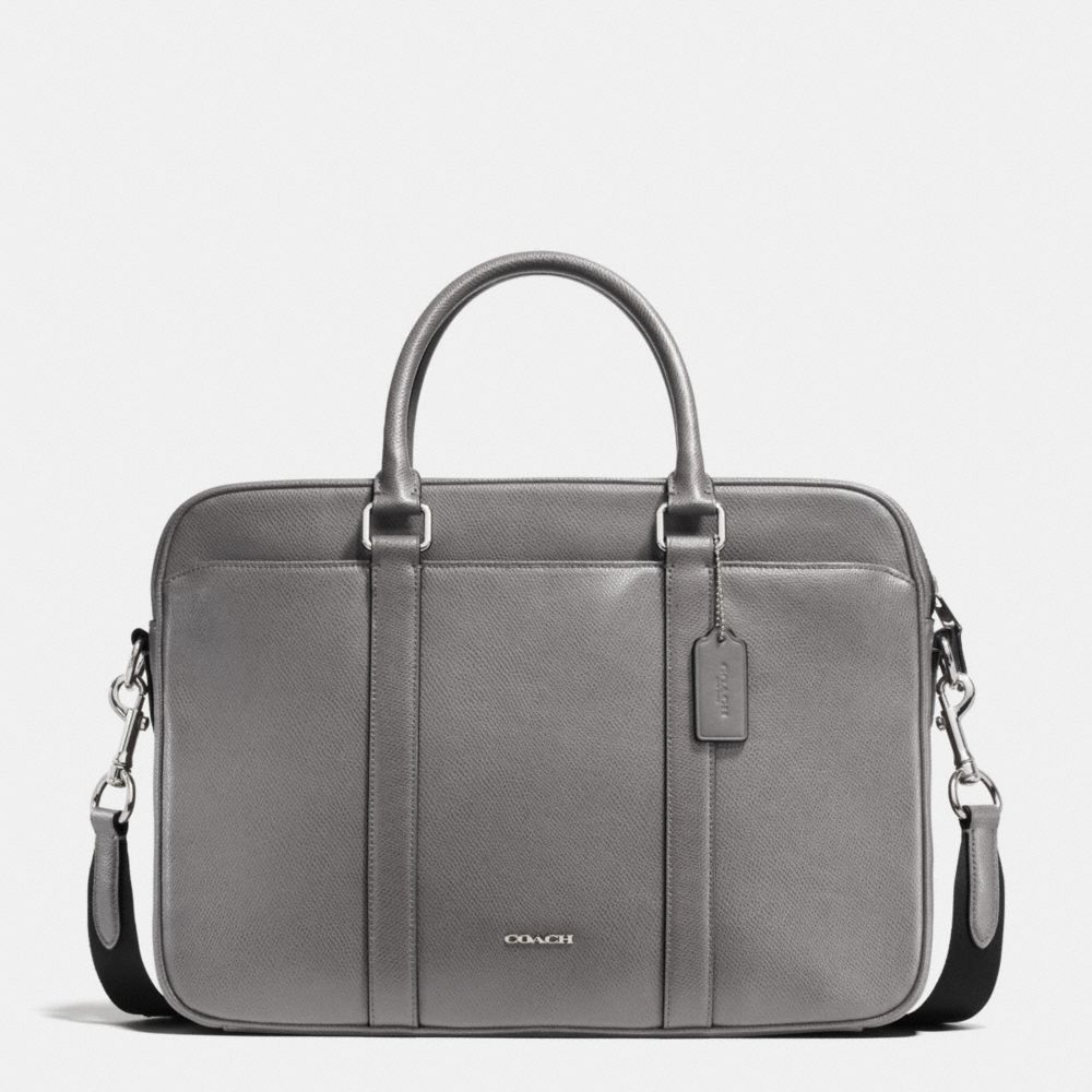 COACH SLIM BRIEF IN CROSSGRAIN LEATHER - ASH - f71681