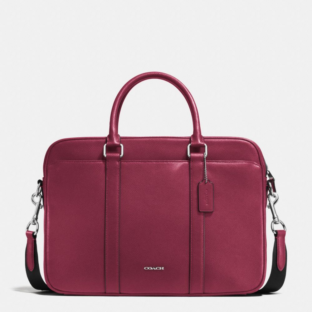 COACH F71681 - SLIM BRIEF IN CROSSGRAIN LEATHER BLACK CHERRY