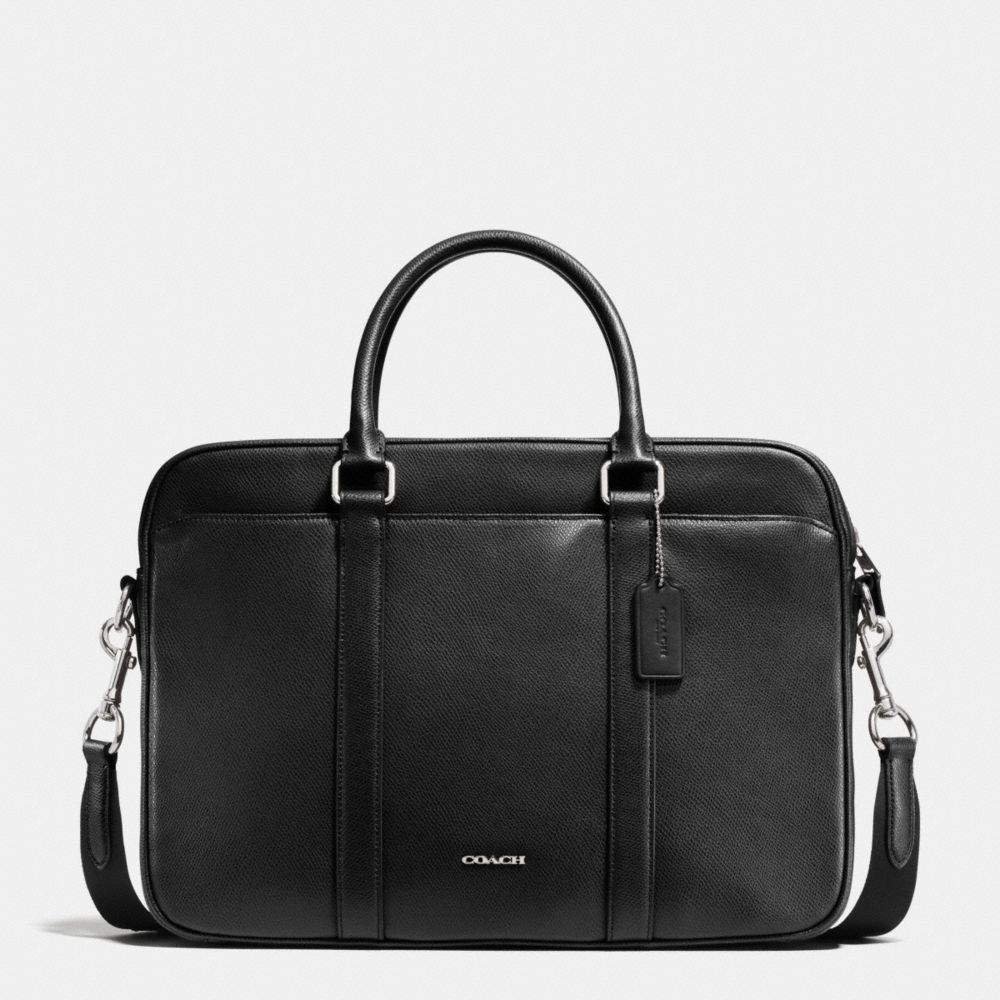 COACH SLIM BRIEF IN CROSSGRAIN LEATHER - BLACK - f71681