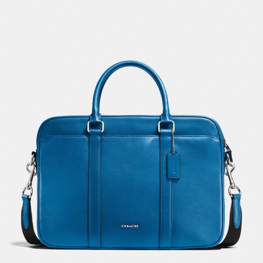 COACH SLIM BRIEF IN CROSSGRAIN LEATHER - DENIM - f71681