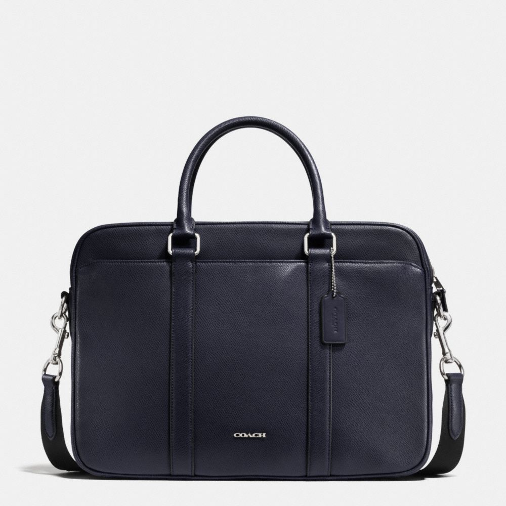 COACH f71681 SLIM BRIEF IN CROSSGRAIN LEATHER MIDNIGHT