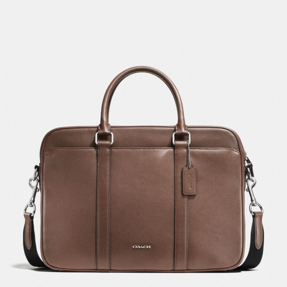 COACH f71681 SLIM BRIEF IN CROSSGRAIN LEATHER TOBACCO