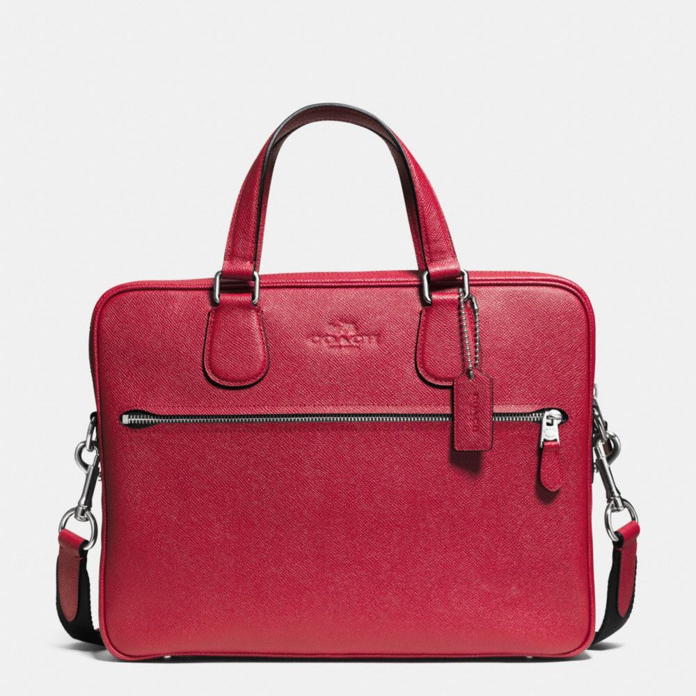 COACH HUDSON 5 BAG IN CROSSGRAIN LEATHER - f71710 - SILVER/RED