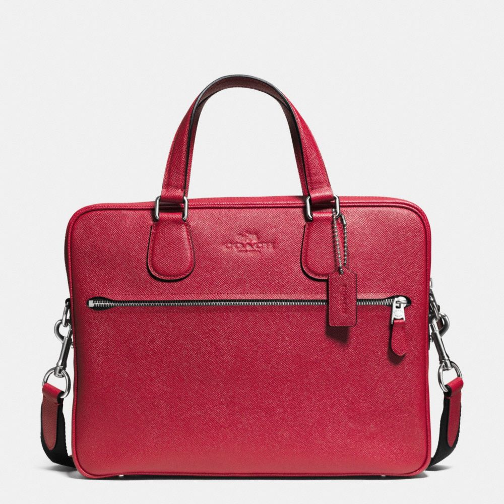 COACH COACH HUDSON 5 BAG IN CROSSGRAIN LEATHER - SILVER/RED - F71710