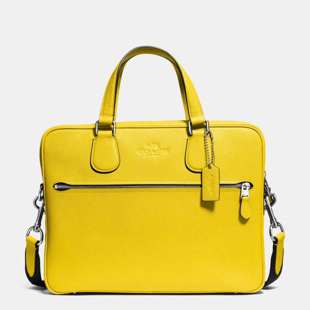 COACH HUDSON 5 BAG IN CROSSGRAIN LEATHER - SILVER/YELLOW - COACH F71710