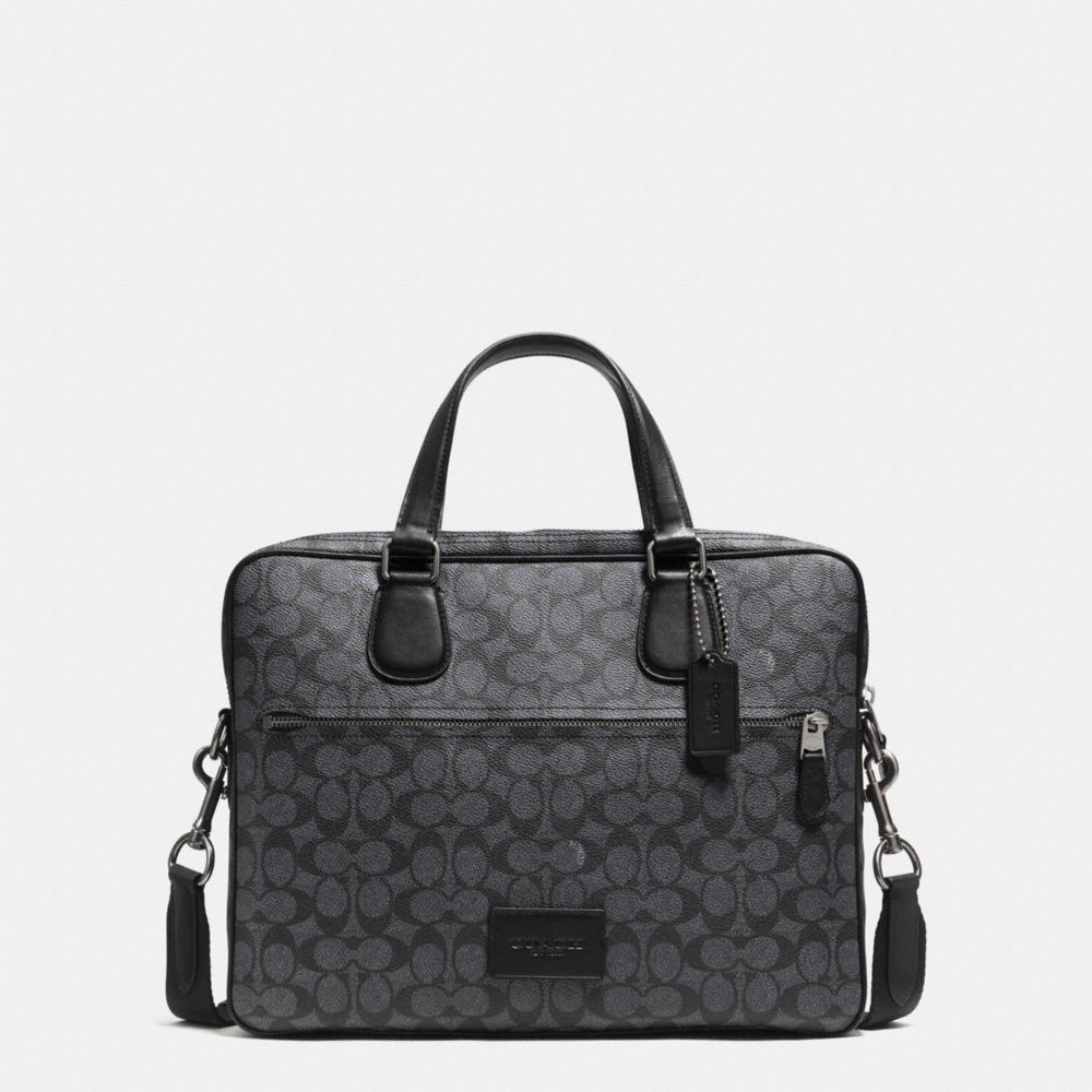 HUDSON 5 BAG IN SIGNATURE COATED CANVAS - BLACK ANTIQUE NICKEL/CHARCOAL - COACH F71711