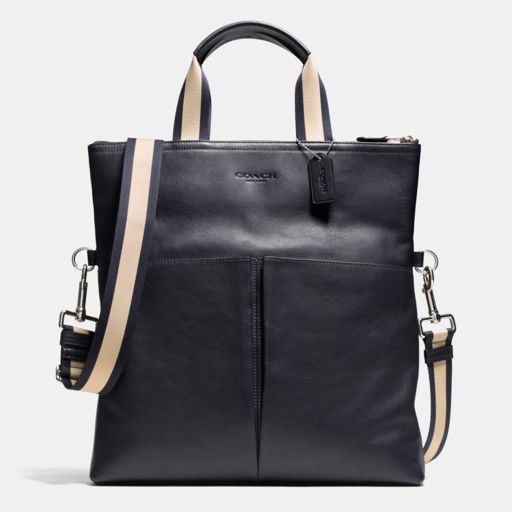 FOLDOVER TOTE IN SMOOTH LEATHER - f71722 - MIDNIGHT