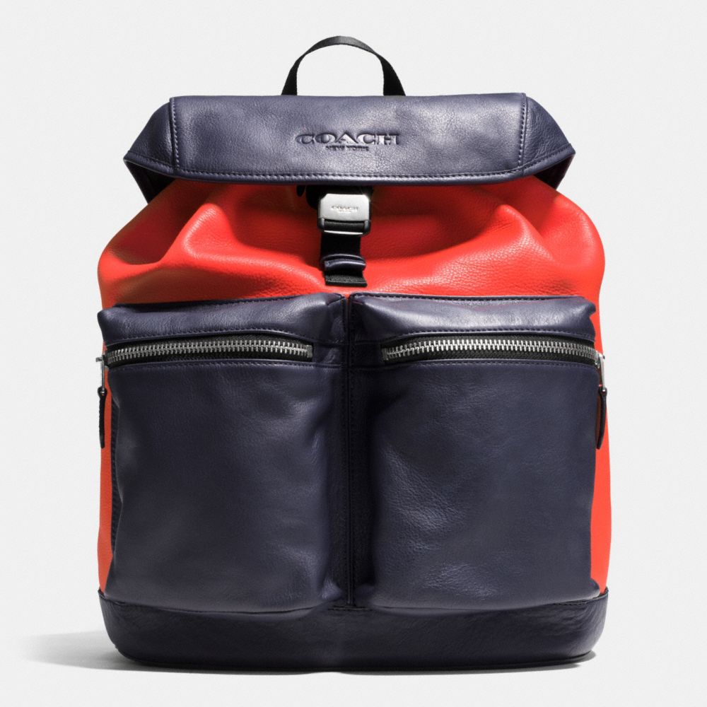 COACH RUCKSACK IN SMOOTH LEATHER - MIDNIGHT/ORANGE - f71728