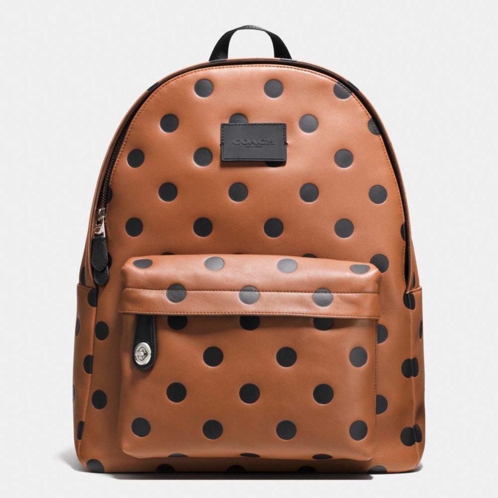 COACH F71754 CAMPUS BACKPACK IN SADDLE DOT LEATHER SILVER/SADDLE/BLACK