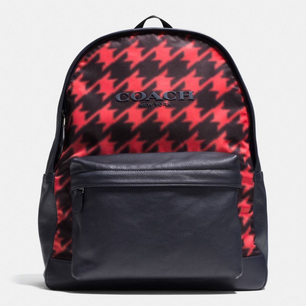 COACH CAMPUS BACKPACK IN PRINTED NYLON - RED HOUNDSTOOTH - F71755