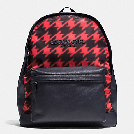 COACH CAMPUS BACKPACK IN PRINTED NYLON - RED HOUNDSTOOTH - f71755