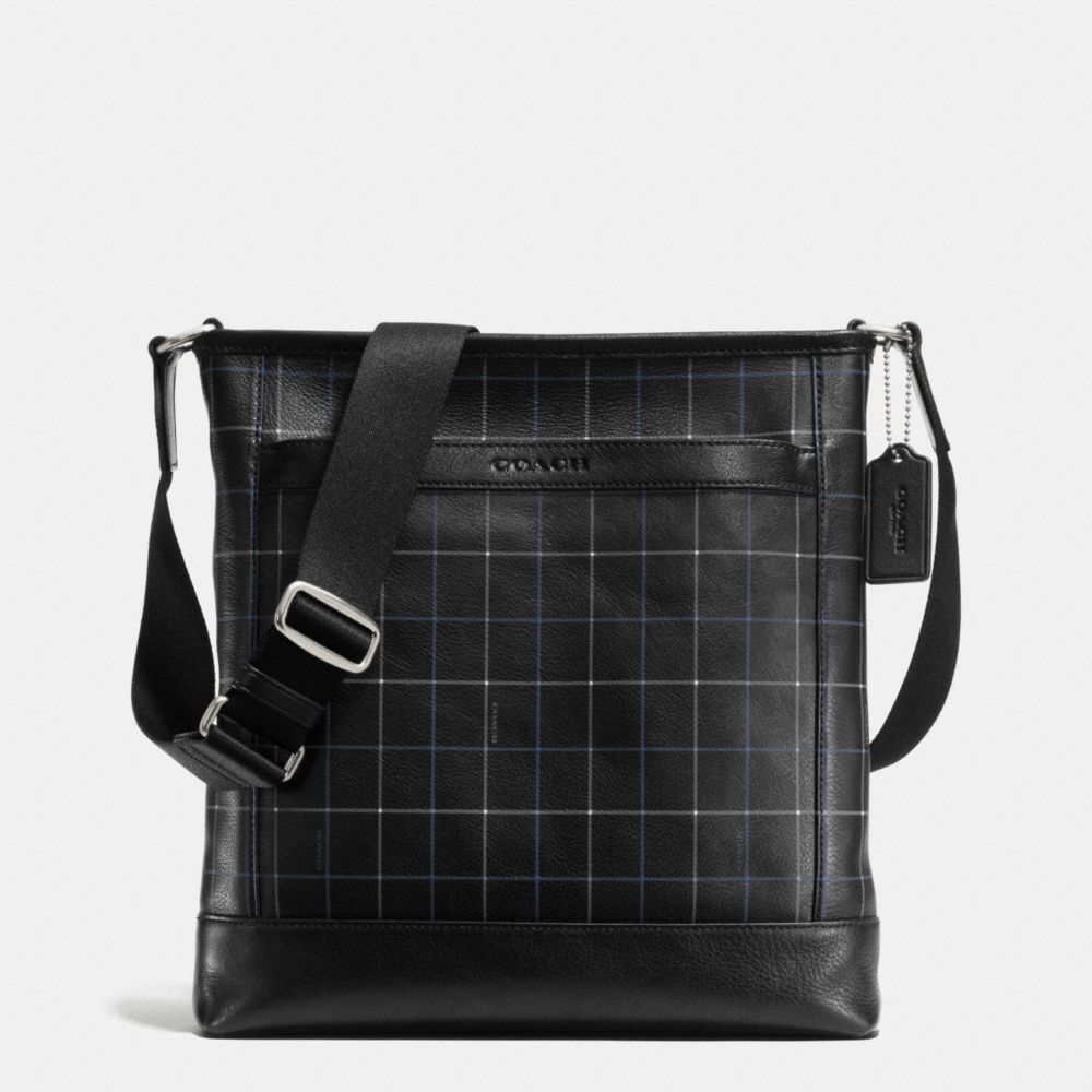 COACH TECH CROSSBODY IN LEATHER - BLACK TATTERSALL - F71757