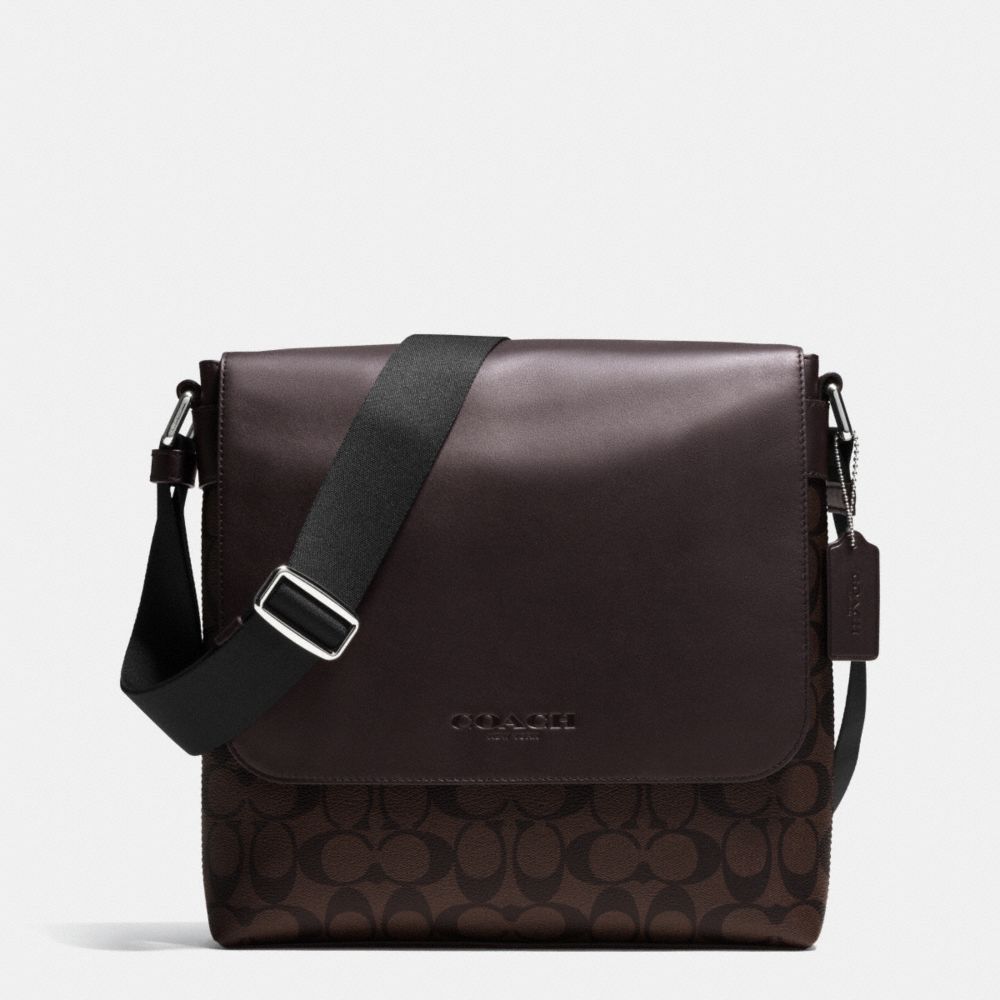 COACH f71765 SULLIVAN SMALL MESSENGER IN SIGNATURE MAHOGANY/BROWN