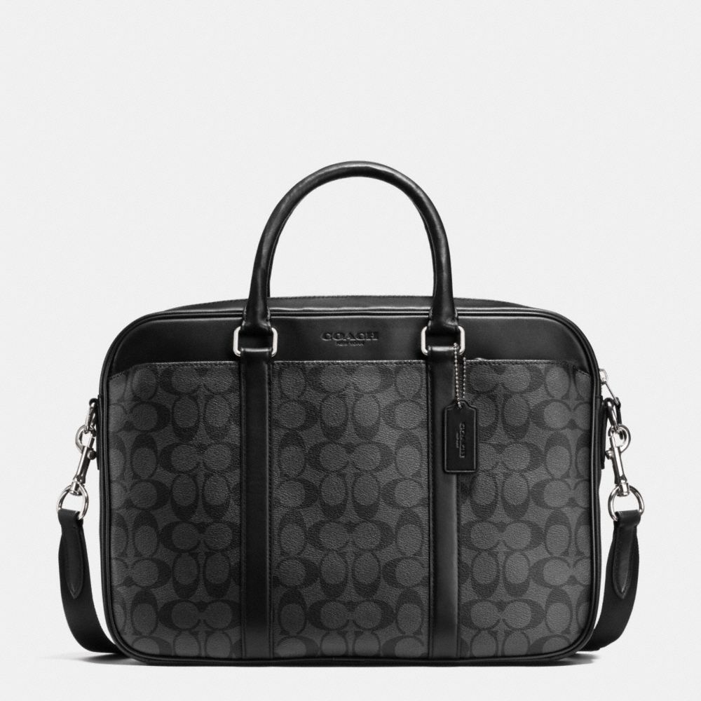 COACH SLIM BRIEF IN SIGNATURE - CHARCOAL/BLACK - f71794