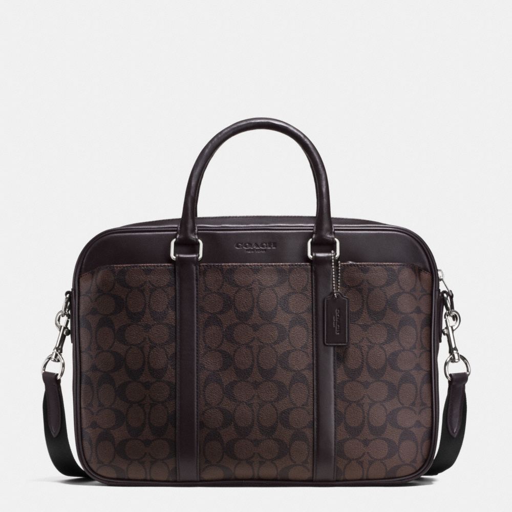 COACH SLIM BRIEF IN SIGNATURE - MAHOGANY/BROWN - f71794