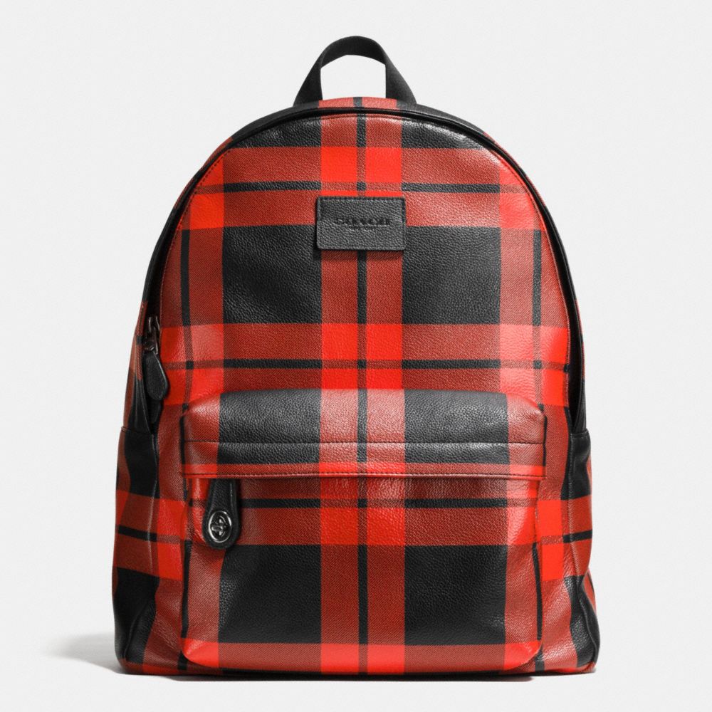 COACH CAMPUS BACKPACK IN PRINTED LEATHER - BLACK ANTIQUE NICKEL/RED/BLACK - F71821