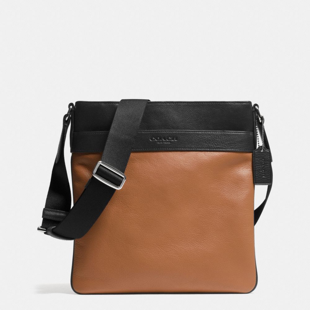 COACH BOWERY CROSSBODY IN LEATHER - SADDLE/BLACK - f71842