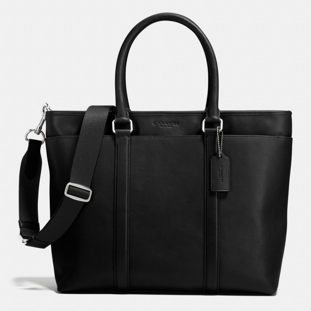 BUSINESS TOTE IN SMOOTH LEATHER - f71843 - BLACK