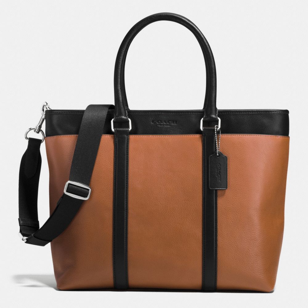 COACH F71843 Business Tote In Smooth Leather SADDLE/BLACK