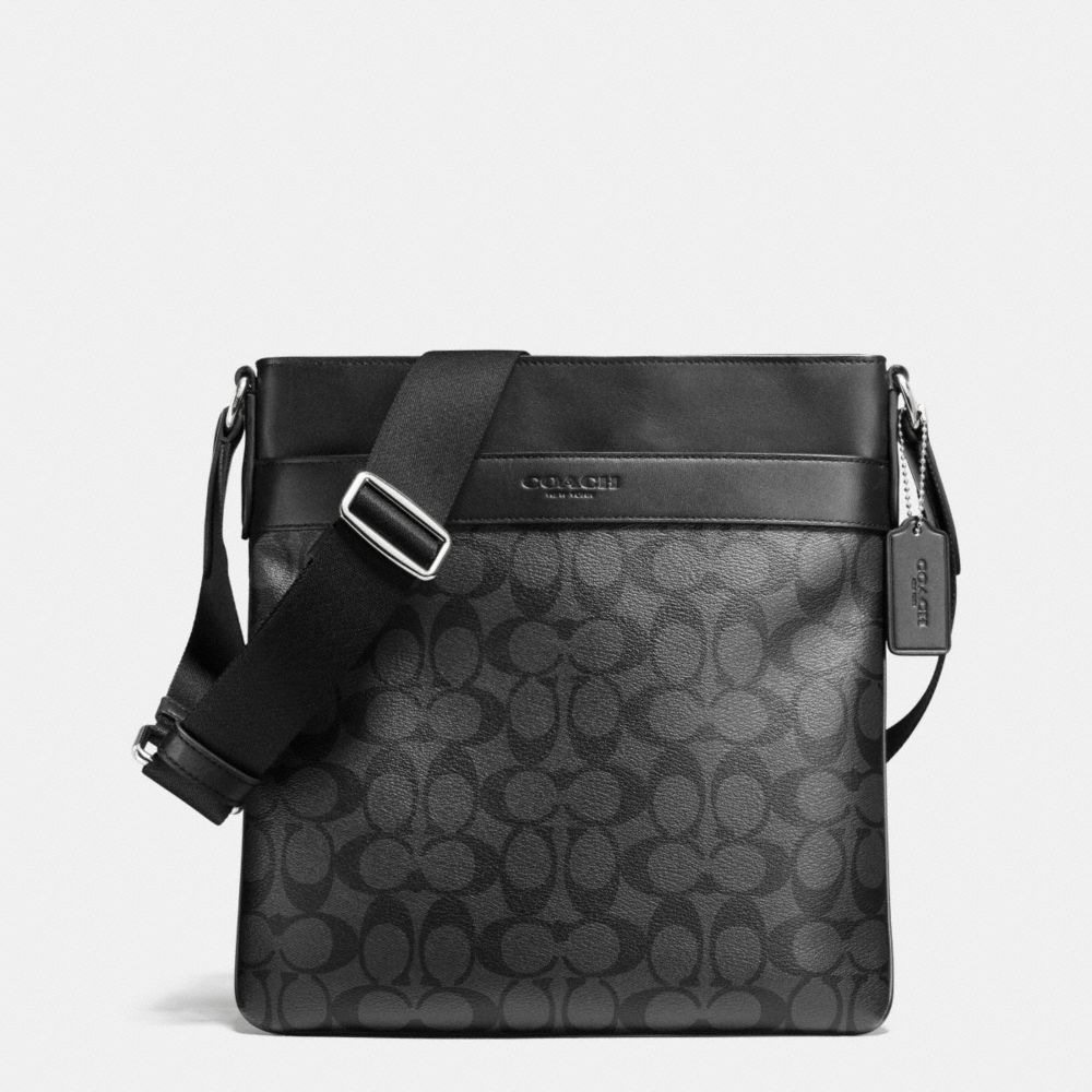 COACH F71877 - BOWERY CROSSBODY IN SIGNATURE - CHARCOAL/BLACK | COACH MEN