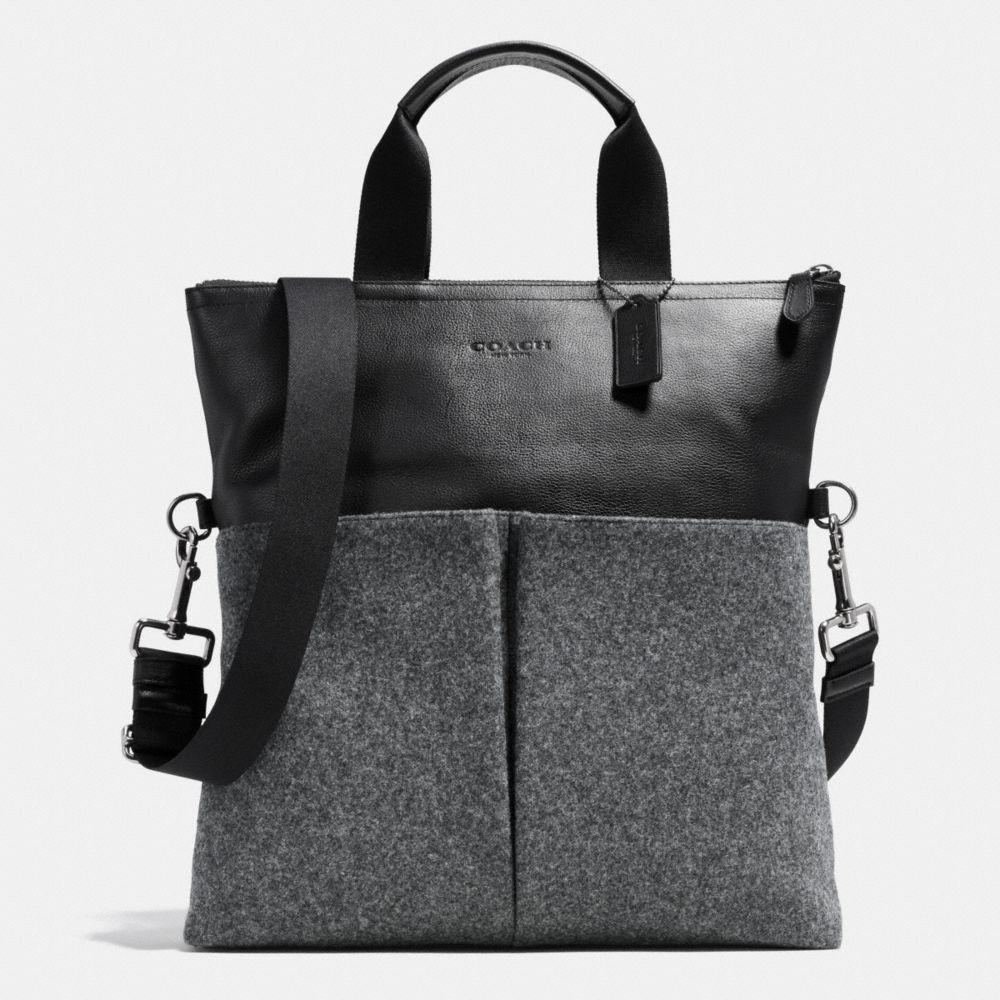 COACH F71945 Foldover Tote In Wool GRAY