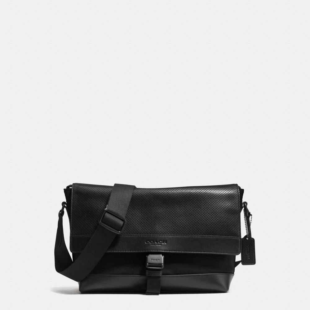 COACH F71968 - BIKE BAG IN NYLON AND PERFORATED LEATHER - BLACK | COACH MEN
