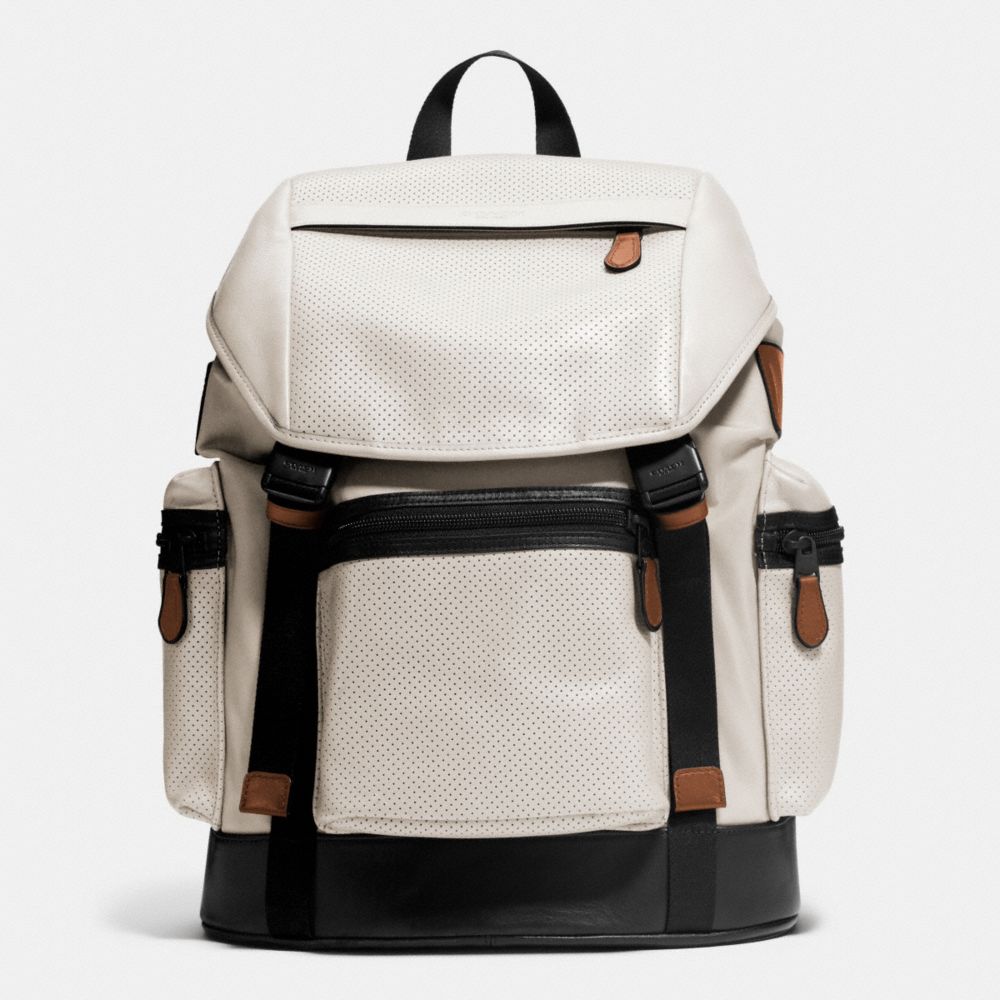 TREK PACK IN NYLON AND PERFORATED LEATHER - CHALK - COACH F72018