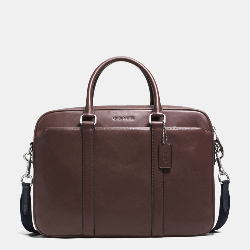 SLIM BRIEF IN CALF LEATHER - MAHOGANY - COACH F72047