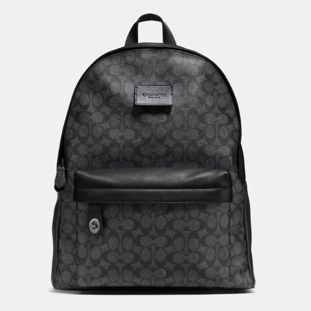 CAMPUS BACKPACK IN SIGNATURE - BLACK ANTIQUE NICKEL/CHARCOAL/BLACK - COACH F72051