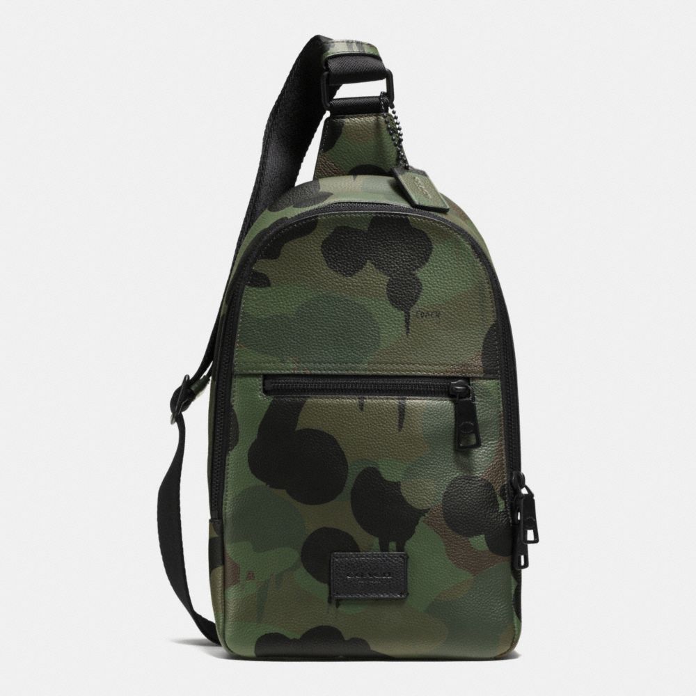 CAMPUS PACK IN PRINTED PEBBLE LEATHER - f72059 - BLACK/MILITARY WILD BEAST